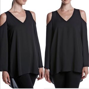 NWT Philosophy Navy Cold Shoulder Semi-Sheer Tunic